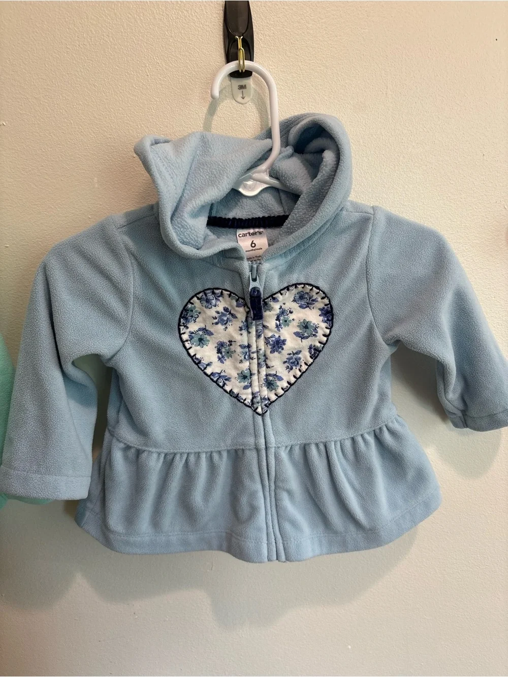 Carters 6 month baby girl Hooded Fleece Jacket - Mint & Light Blue Duo